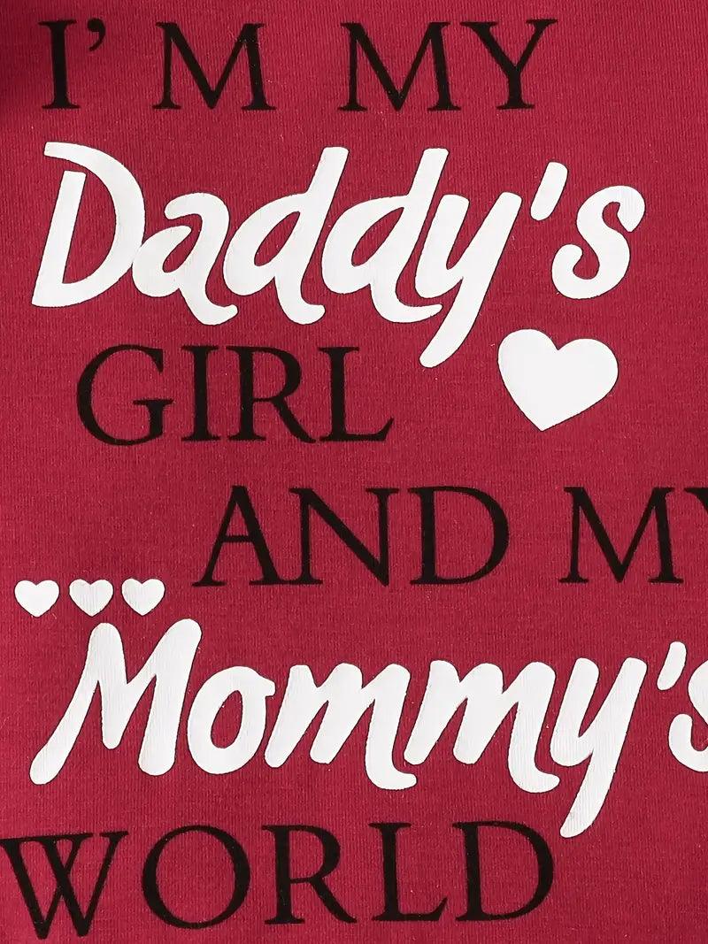 I'M MY DADDY'S GIRL AND MY MOMMY'S WORLD Baby Girl Clothes Baby Romper +Pants + Headband + Hat Outfit Set
