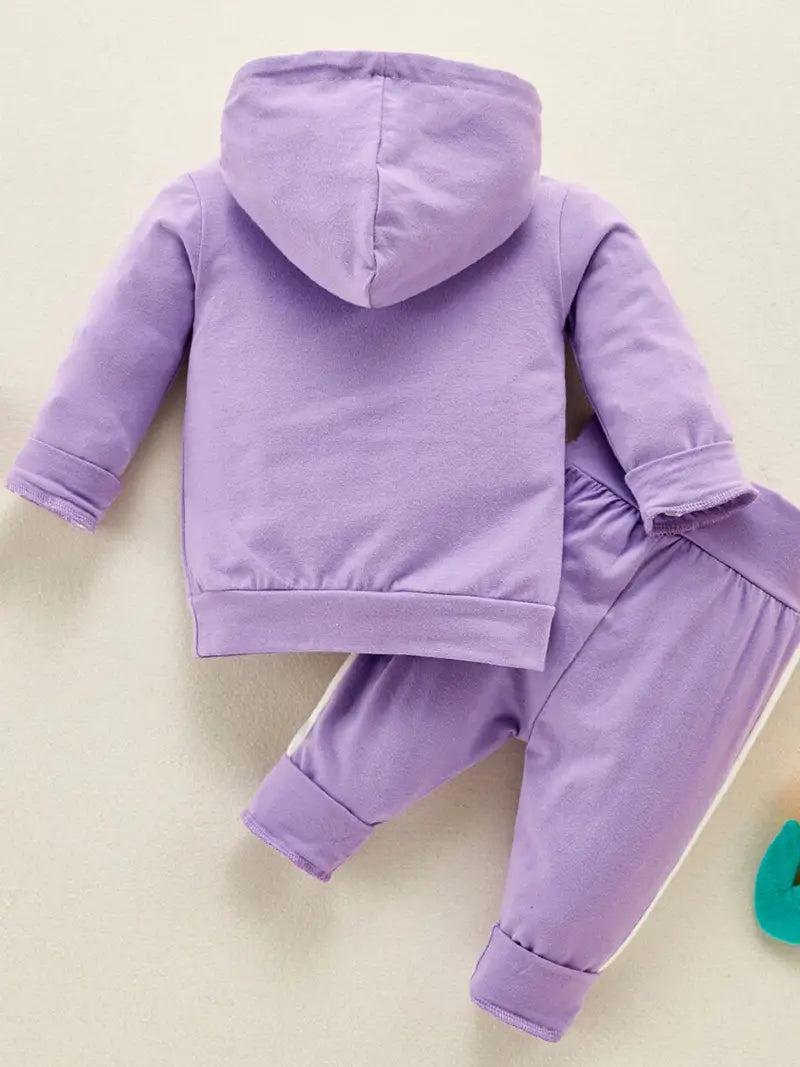 "MINI" 2pcs Baby Girl Letter Pattern Hoodie & Laced Pants