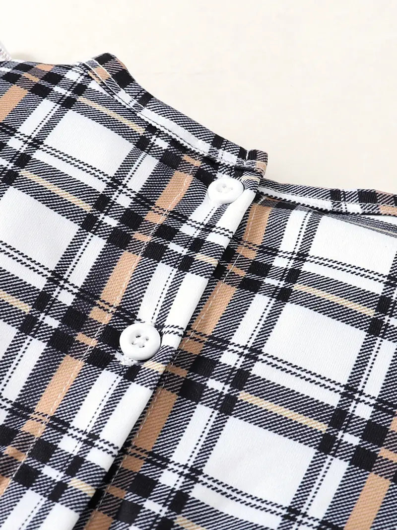 Baby Plaid Bowknot Decor Jumpsuit with Hat