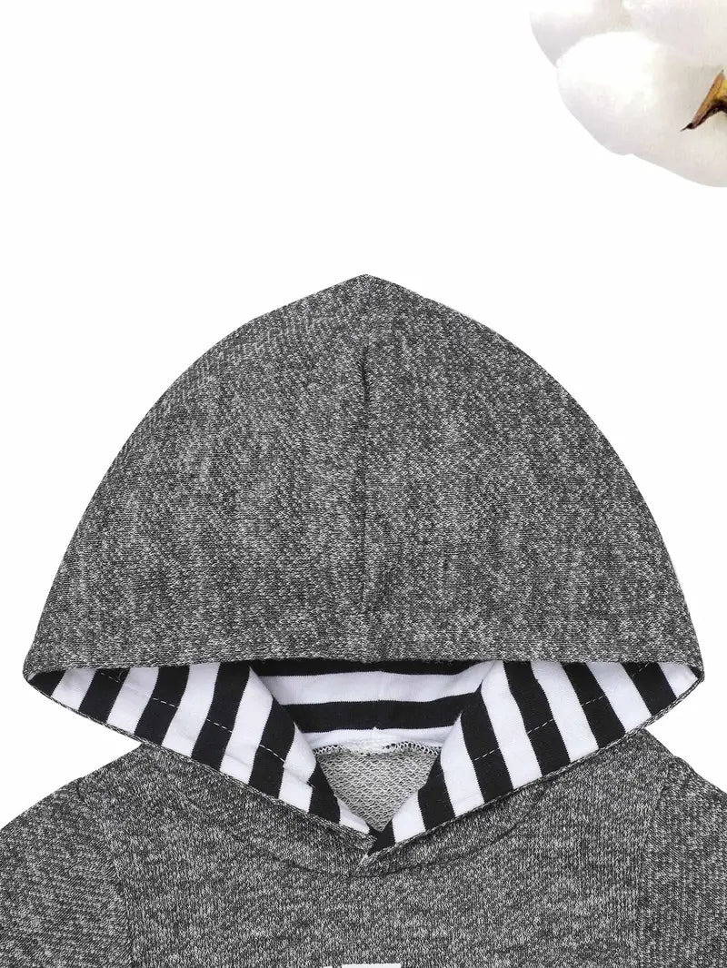 “Aint No Mama Like the One I Got” Baby Boys Casual Striped Letter Print Hooded Romper & Pants
