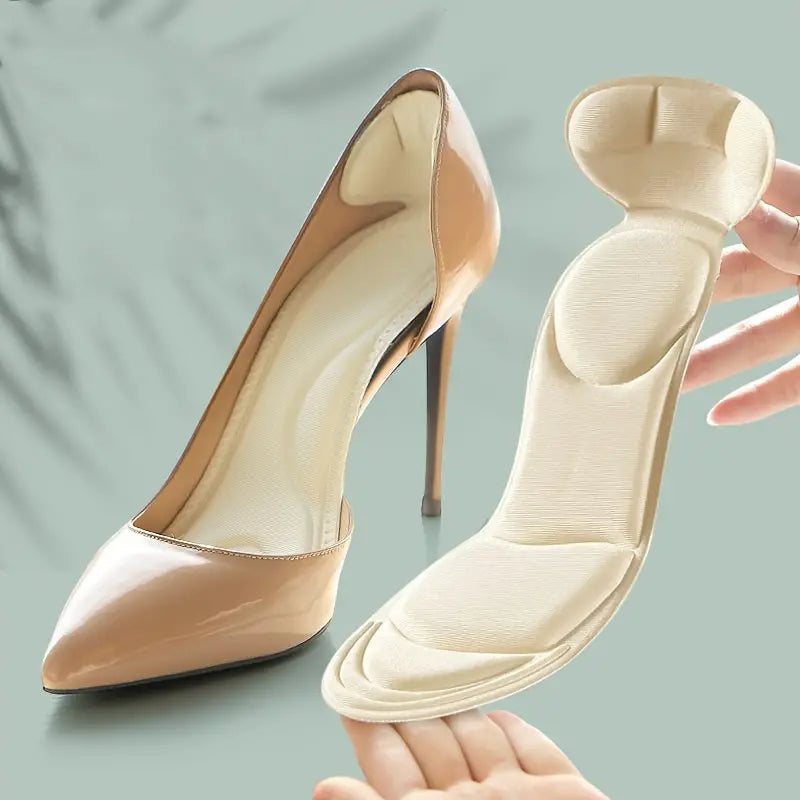 2 Pairs Of Breathable Insoles for High Heels, For Foot Pain Relief (Bundle Black & Skin Tone)