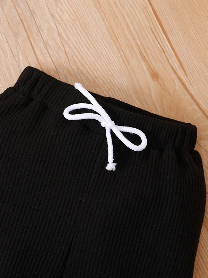 "DADDY’S BOY" 2pcs Color block Long-Sleeve Sweatshirt + Matching Drawstring Pants Set Kids Clothes (Light Thermal)