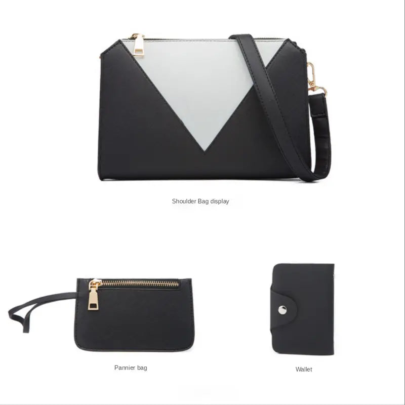 Faux Leather Tote Bag Set, Women's Fashion Tote Bag & Shoulder Bag & Clutch Bag & Card Holder (BLACK)