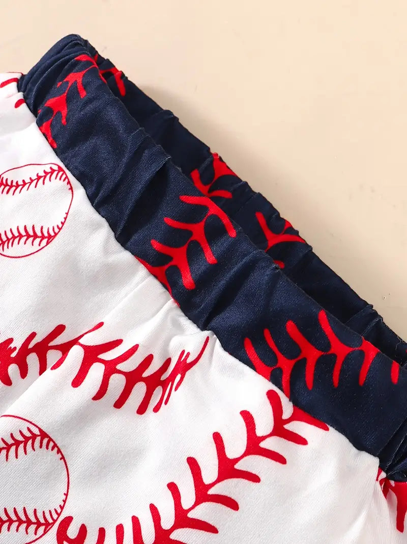 "GOING HOME" Graphic Bodysuit Onesies & Elastic Waist Baseball Graphic Pants & Hat Set, 3pcs Toddler