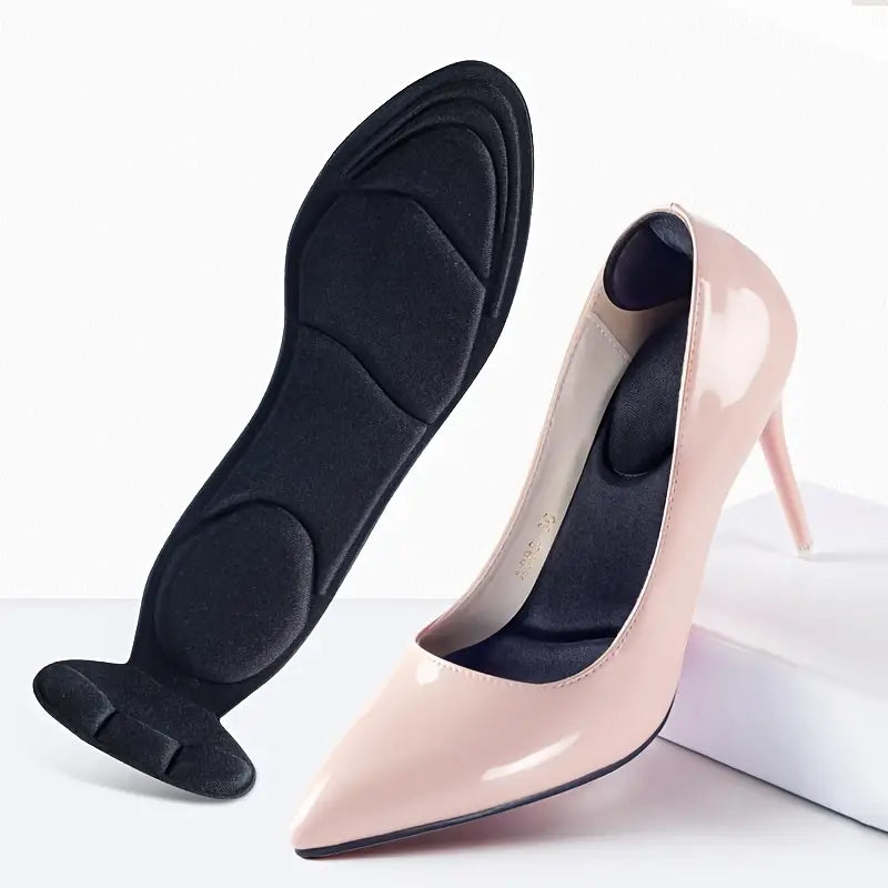 2 Pairs Of Breathable Insoles for High Heels, For Foot Pain Relief (Bundle Black & Skin Tone)