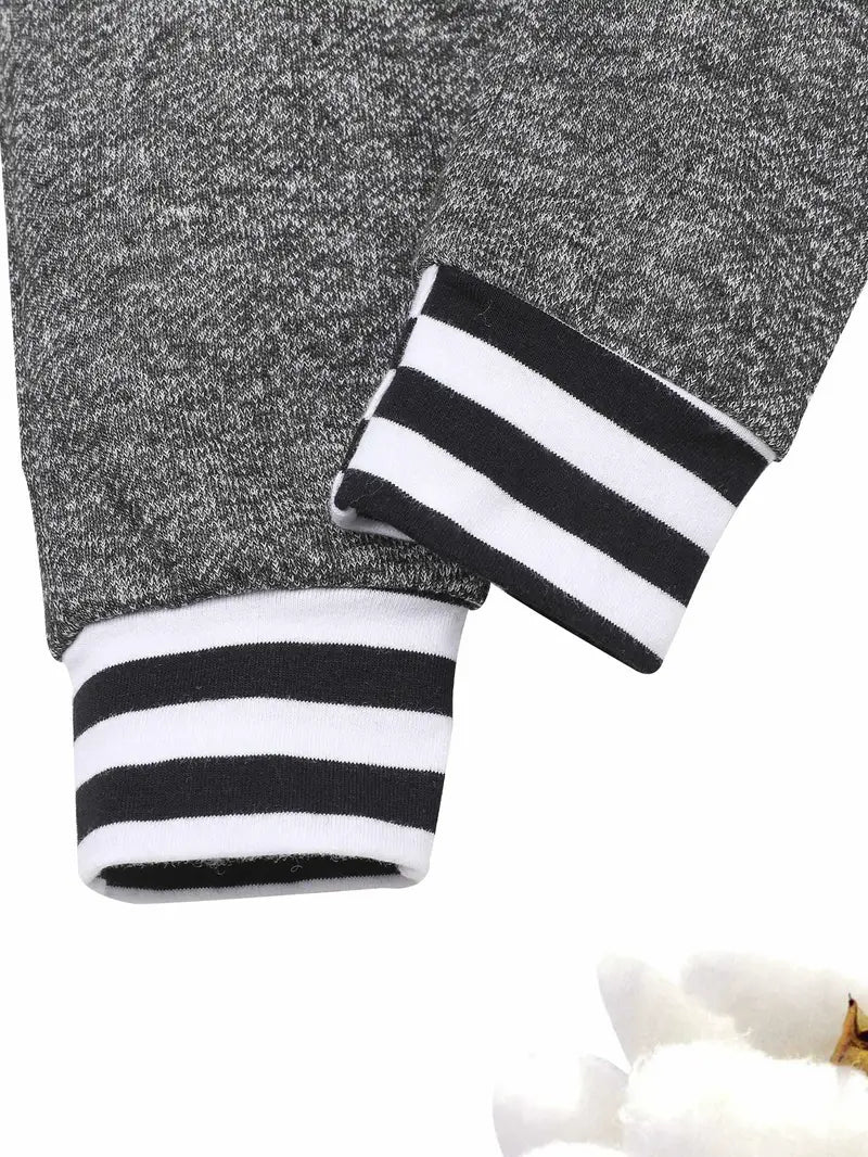 “Aint No Mama Like the One I Got” Baby Boys Casual Striped Letter Print Hooded Romper & Pants