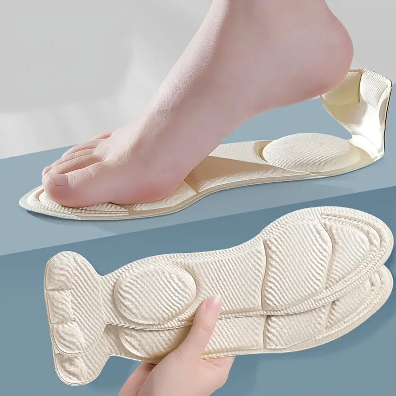 2 Pairs Of Breathable Insoles for High Heels, For Foot Pain Relief (Bundle Black & Skin Tone)