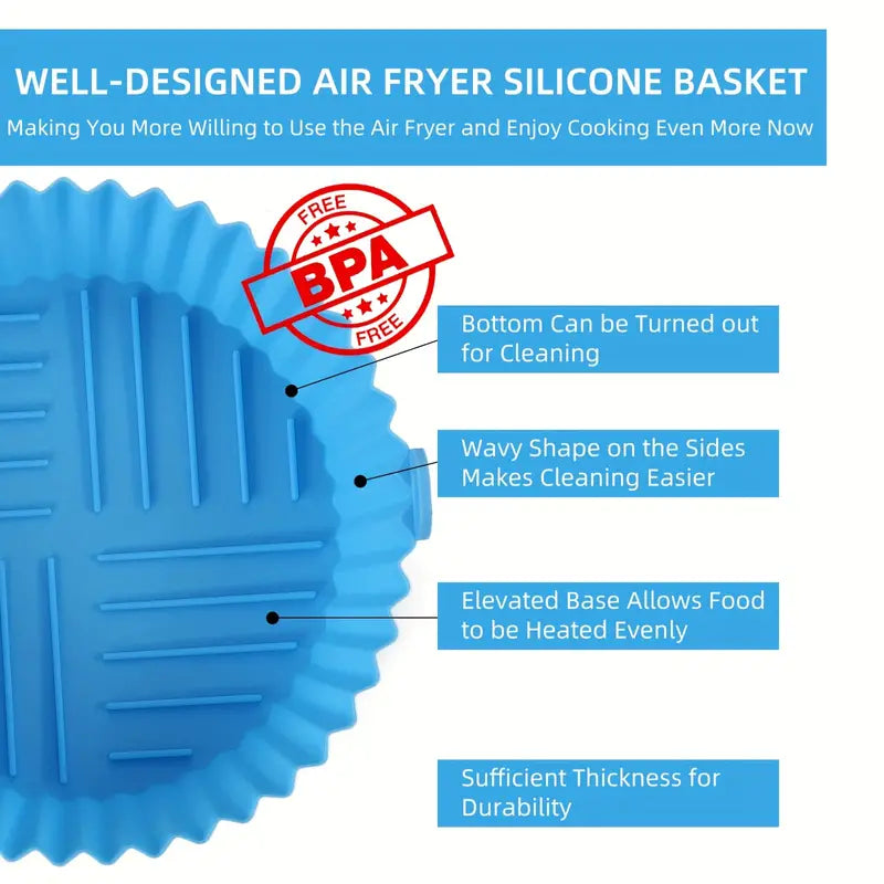 1 pc Air Fryer Silicone Liners Pot For 3 To 5 QT, Air Fryer Silicone Basket Bowl, Replacement Of Flammable Parchment Paper, Reusable Baking Tray Oven Accessories,  (Top 8.3in, Bottom 6.7in)
