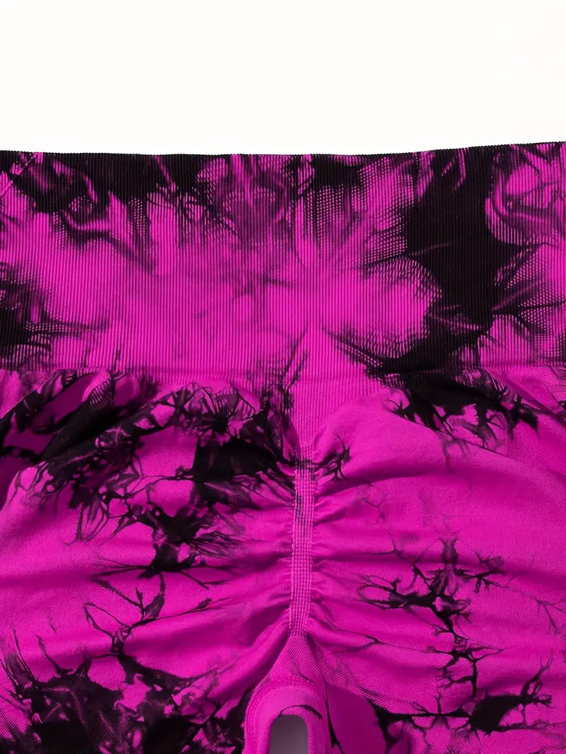 Butt-Lifting Fitness Yoga Pants, Stretchy High Waist Slimming Leggings, Marble / Tie Dye Pattern