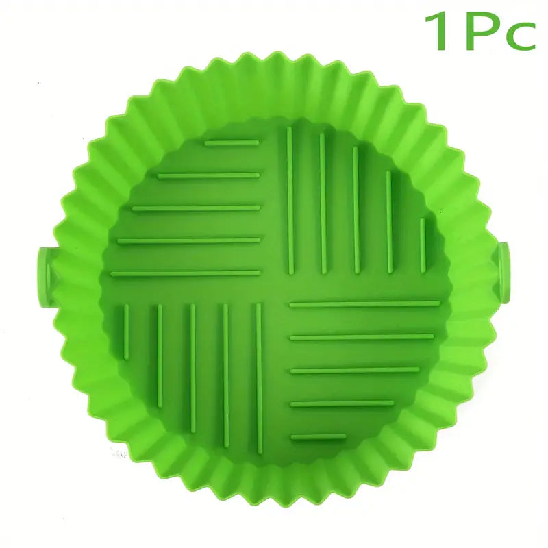 1 pc Air Fryer Silicone Liners Pot For 3 To 5 QT, Air Fryer Silicone Basket Bowl, Replacement Of Flammable Parchment Paper, Reusable Baking Tray Oven Accessories,  (Top 8.3in, Bottom 6.7in)