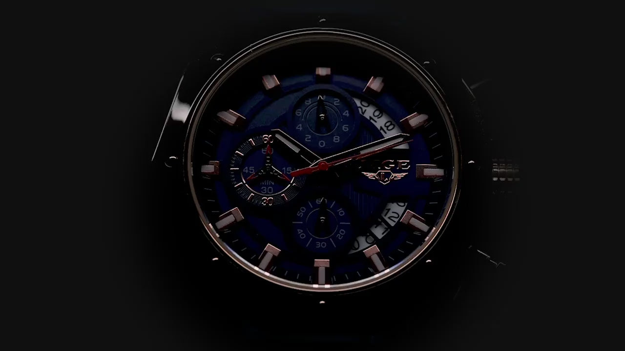 Load and play video in Gallery viewer, 2023 LIGE Men Digital Military Waterproof Watch (Rose Golden Black)