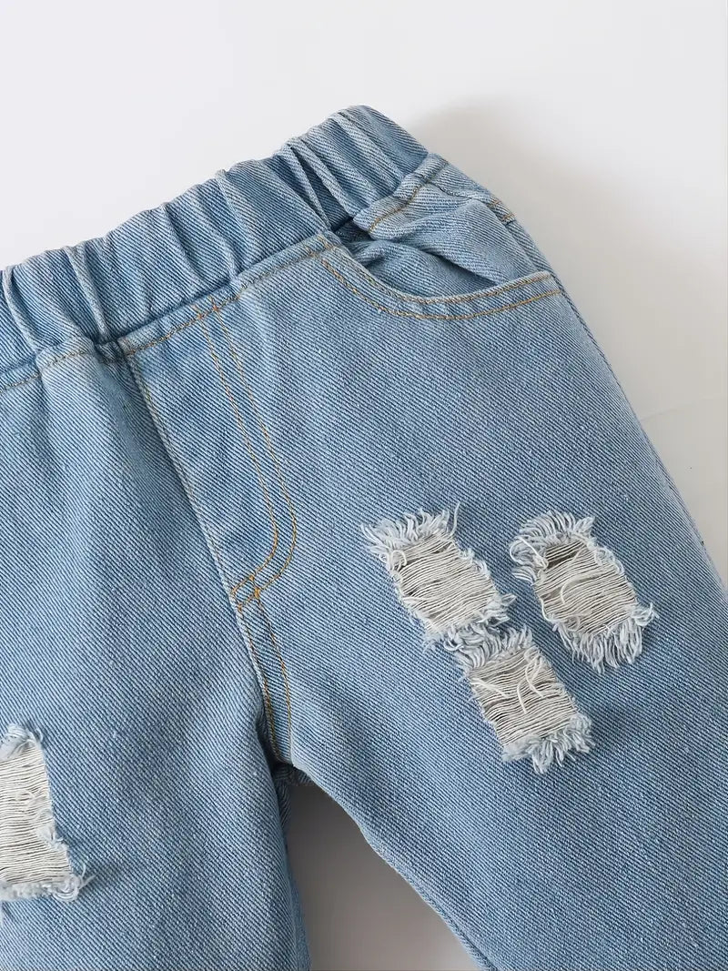 "Daddy & Son Best Friend for Life" Letter Print Hoodie & Ripped Jeans Set Kids Clothes, Kids Pants Set