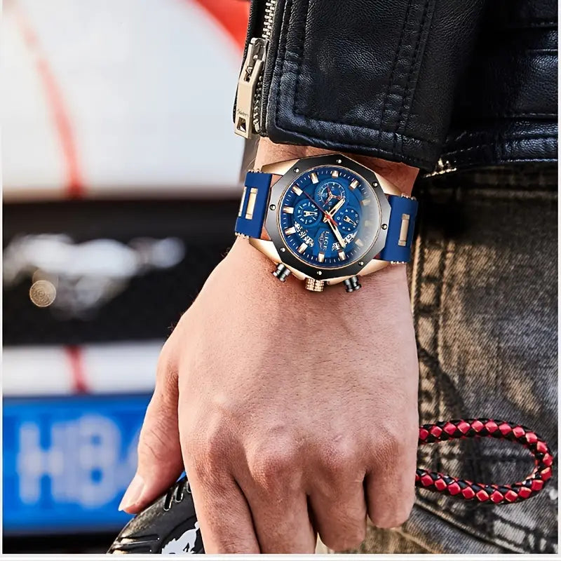 LIGE Men’s Watches Brand Luxury Silicone Strap Waterproof Sport Quartz Watch Men Chronograph Military Clock