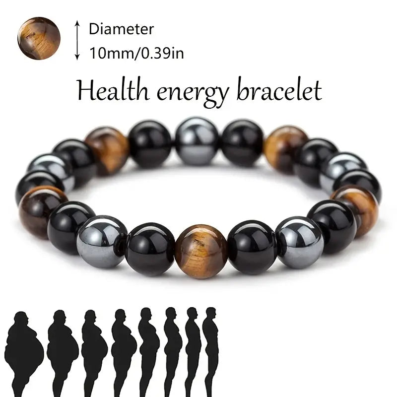 Protection Bracelet Men's Natural Hematite Bracelet Yellow Tiger Eye Beaded Bracelet Energy Bracelet Healing Bracelet Best Gift for Friends Families
