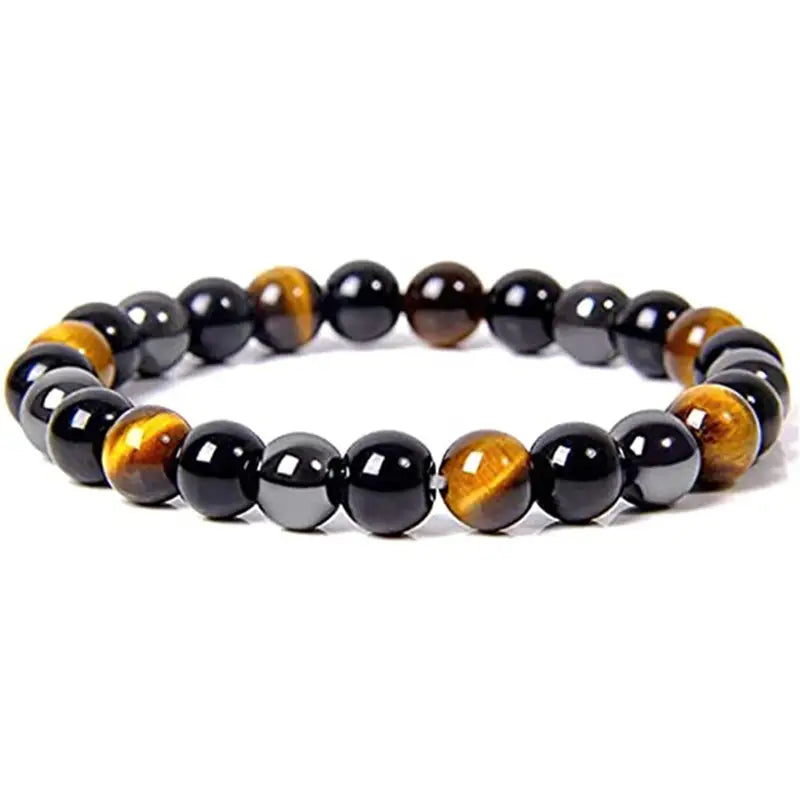 Protection Bracelet Men's Natural Hematite Bracelet Yellow Tiger Eye Beaded Bracelet Energy Bracelet Healing Bracelet Best Gift for Friends Families