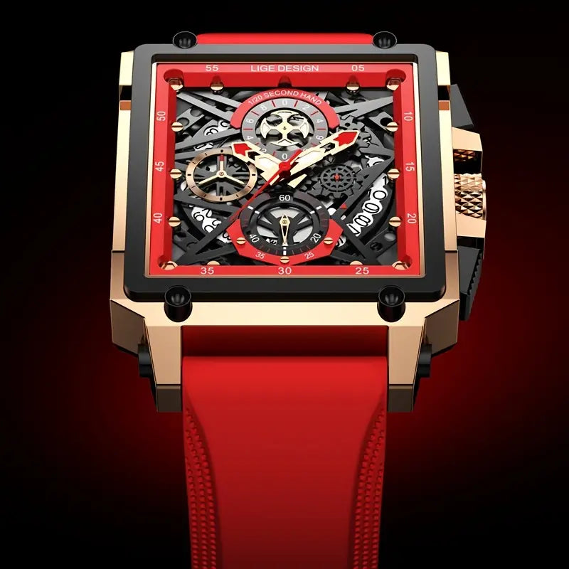 LIGE Men Watch Top Brand Luxury Waterproof Quartz Square Wrist Watches For Men Date Sports Silicone Wristwatch For Men