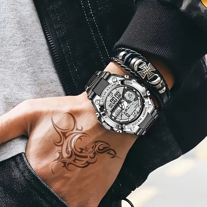 LIGE Men Digital Military Waterproof Watch (Silvery)