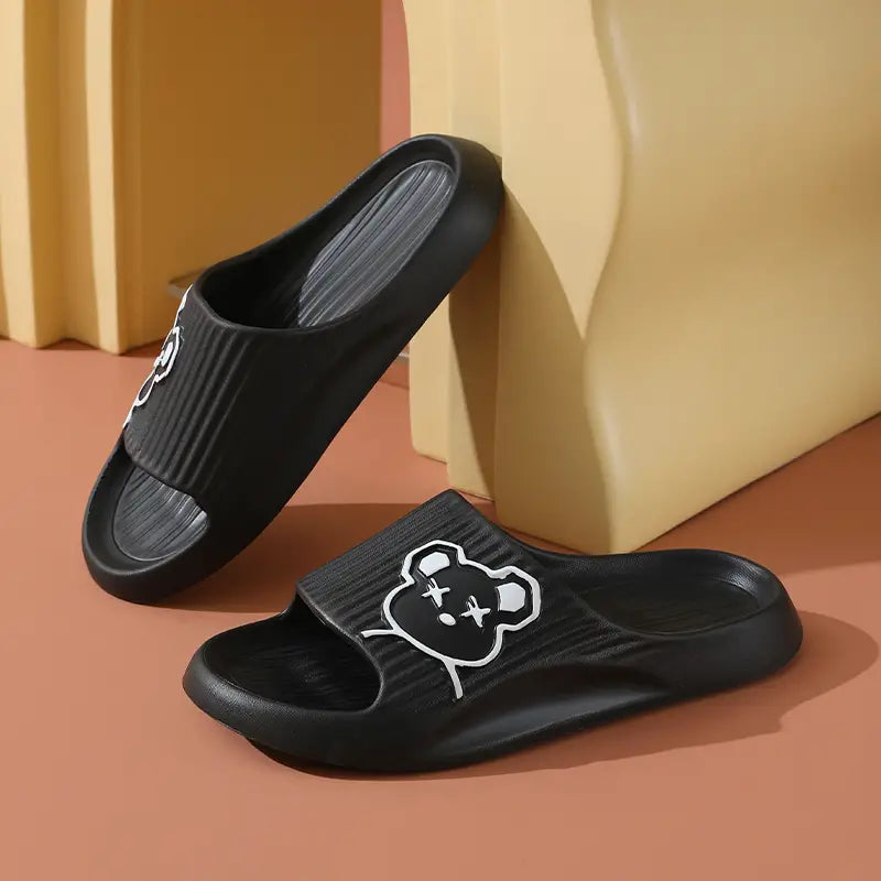 Unisex Cartoon Anime Slides Slippers, Summer Violent Gloomy Bear Lightweight Non Slip House Shoes For Indoor Outdoor Shower Bathroom Pool, Spring And Summer