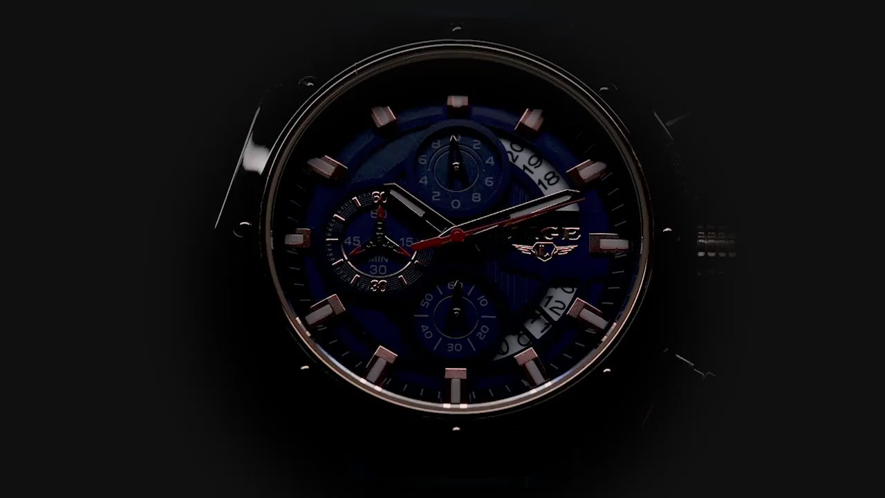 Load and play video in Gallery viewer, LIGE Men’s Watches Brand Luxury Silicone Strap Waterproof Sport Quartz Watch Men Chronograph Military Clock