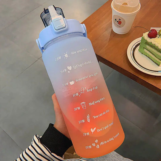 1pc 67.63oz/2L Large Capacity Gradient Color Plastic Straw Sports Fitness Water Cup, Outdoor Portable Water Bottle Straw Cup