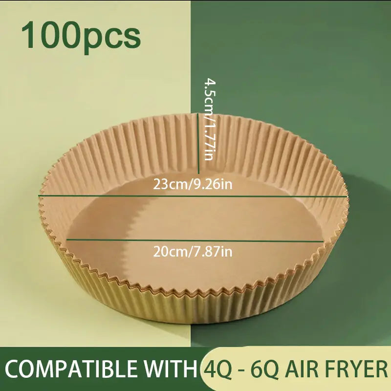 Air Fryer Disposable Paper Liner, [ Fit 4-6 QT] Air Fryer, Non-stick Parchment Paper for Frying, Baking, Cooking, Roasting and Microwave, Oil-Proof, Tray Non-Stick Silicone Oil Paper, Kitchen Accessories