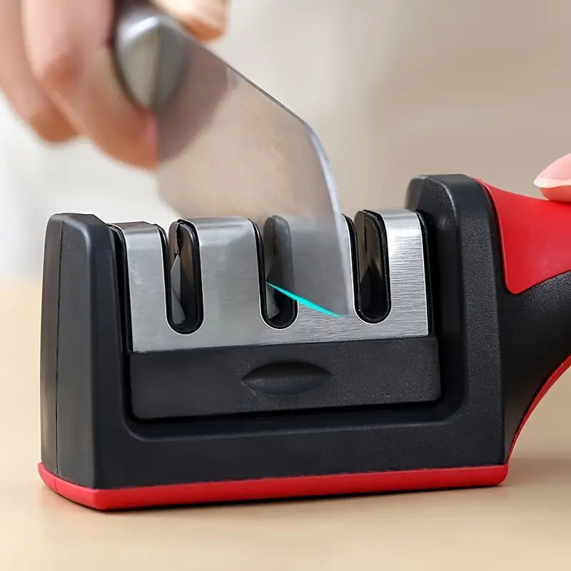 Portable Knife Sharpener, Three Stage Knife Sharpener, Chef's Kitchen Knife Accessories To Repair Grind Polish Blade, Manual Kitchen Knife Sharpener