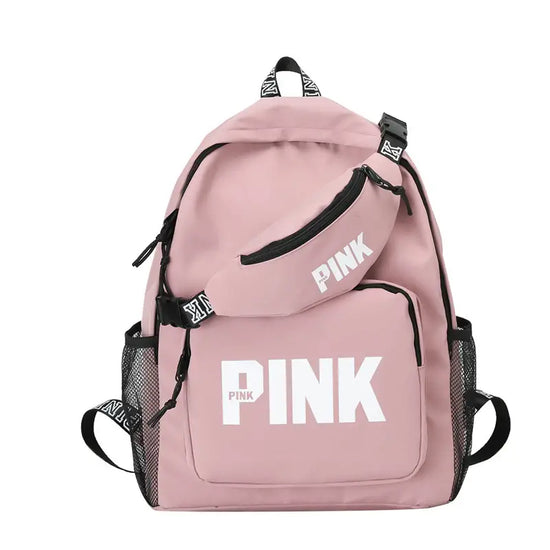 PINK Minimalist Travel Backpack, Large Capacity Rucksack with Fanny Pack (Coin Purse), Sports, School & Hiking Backpack