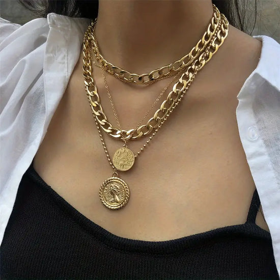 Golden Coin Layer Pendant Necklace