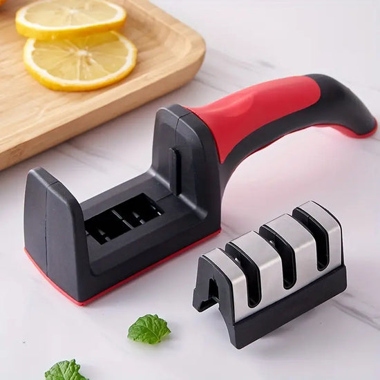 Portable Knife Sharpener, Three Stage Knife Sharpener, Chef's Kitchen Knife Accessories To Repair Grind Polish Blade, Manual Kitchen Knife Sharpener