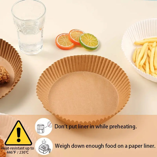 Air Fryer Disposable Paper Liner, [ Fit 4-6 QT] Air Fryer, Non-stick Parchment Paper for Frying, Baking, Cooking, Roasting and Microwave, Oil-Proof, Tray Non-Stick Silicone Oil Paper, Kitchen Accessories
