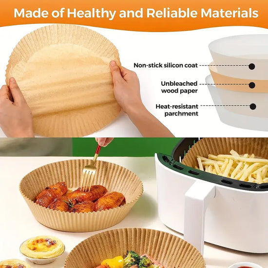 Air Fryer Disposable Liner, Double Sided Silicone Oil, High-quality Disposable Paper Liner, Non-Stick Circular Disposable Liner, Baking Paper Oil Resistant, Food Grade Parchment, For Baking, Cooking, And Microwave Ovens