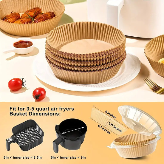 Air Fryer Disposable Liner, Double Sided Silicone Oil, High-quality Disposable Paper Liner, Non-Stick Circular Disposable Liner, Baking Paper Oil Resistant, Food Grade Parchment, For Baking, Cooking, And Microwave Ovens