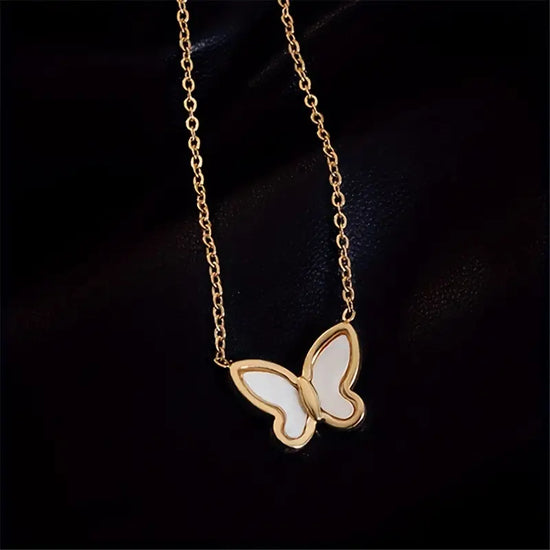 Simple Butterfly Pendant Necklace, Stainless Steel Chain