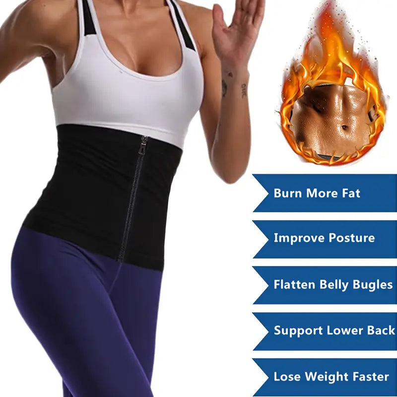 Sweat Suit & Waist Trimmer - Sauna Sweat Belt for Weight Loss