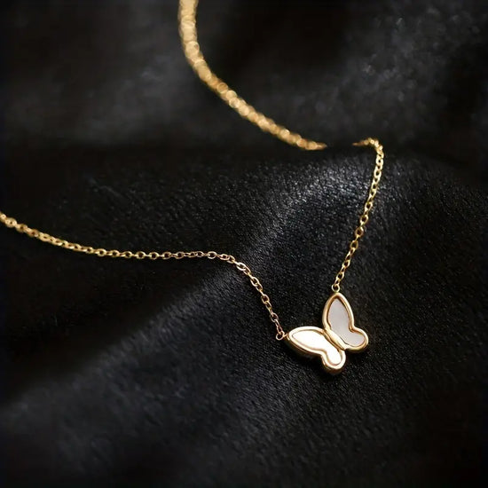 Simple Butterfly Pendant Necklace, Stainless Steel Chain