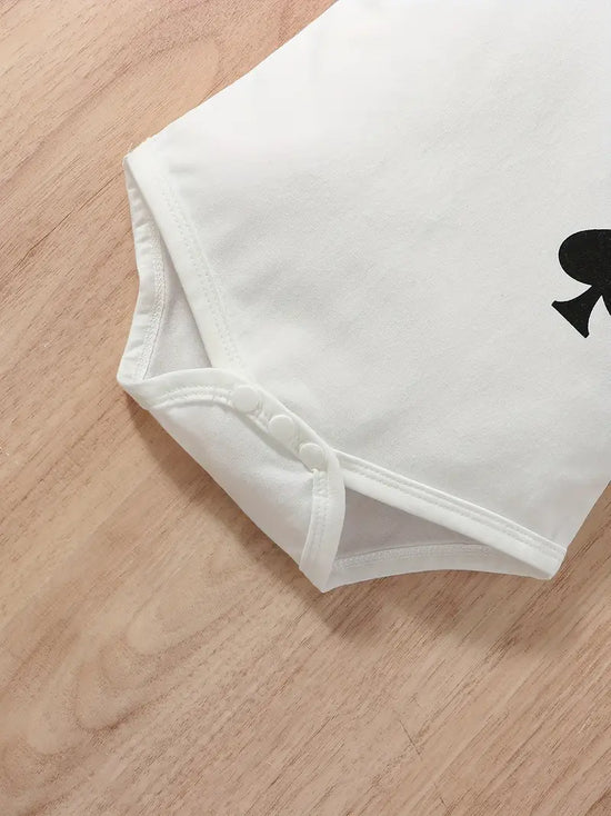 "K” Graphic Bodysuit Onesie Long Sleeve & Elastic Waist Graphic Pants & Hat Set, 3pcs Toddler