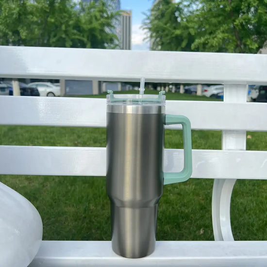 Insulated Double Wall Stainless Steel Cup Handle and Vacuum Flask, Reusable Vacuum Tumbler with Straw, 40oz Straw Tumbler