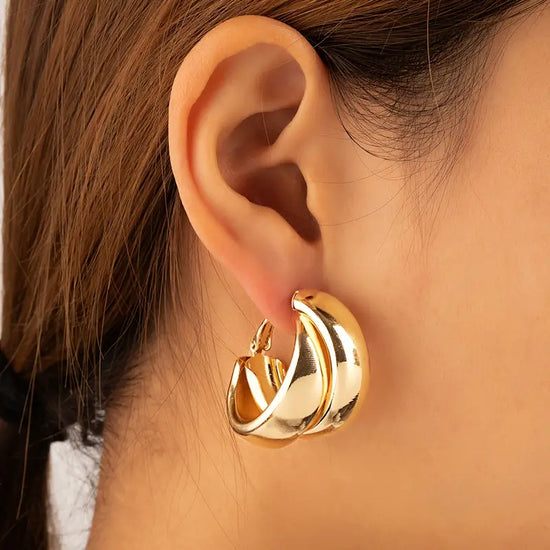 Golden Glossy Chunky Earrings