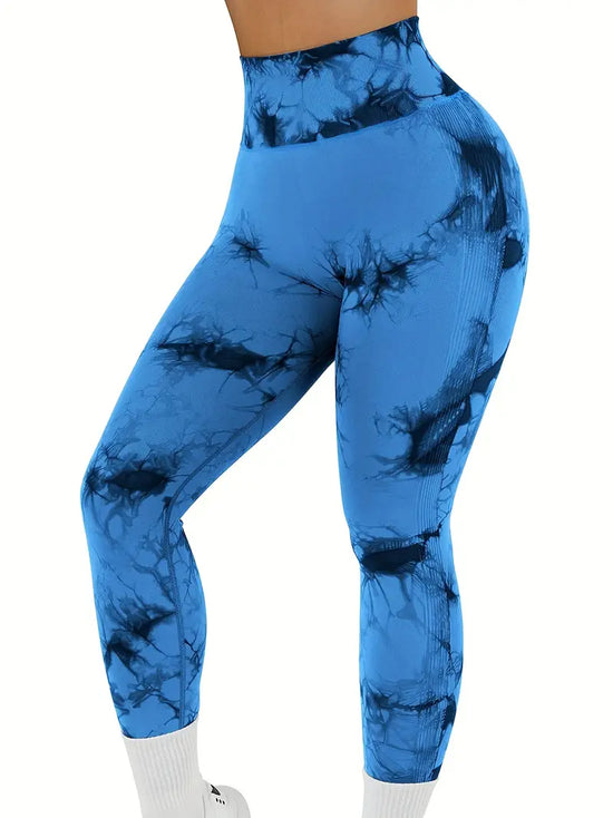 Butt-Lifting Fitness Yoga Pants, Stretchy High Waist Slimming Leggings, Marble / Tie Dye Pattern