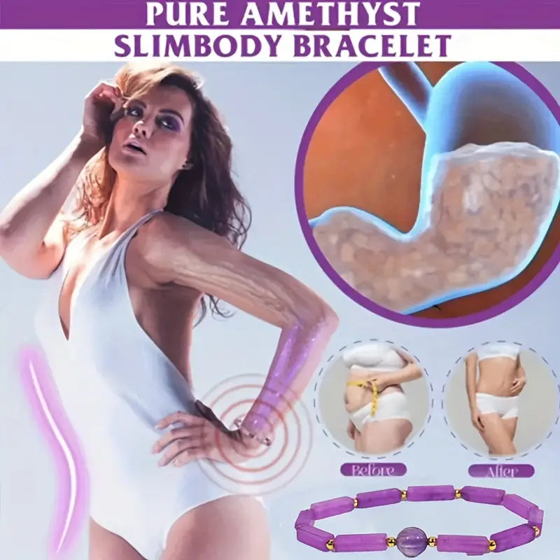 Natural Amethyst Body-Purify Slimming Bracelet, Stone Energy Bracelets For Women WEIGHT LOSS, FATIGUE RELIEF Healing