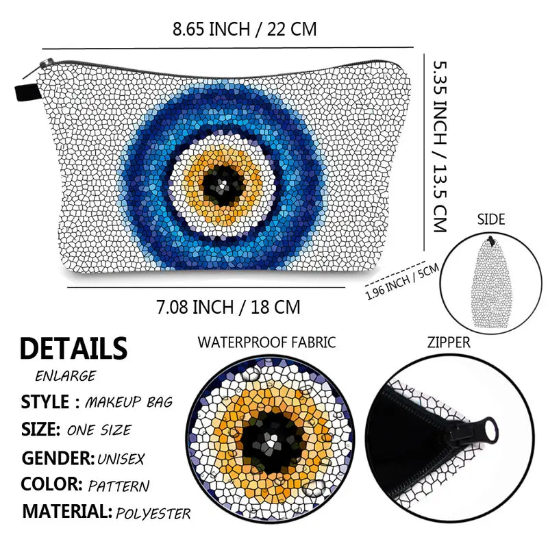 Waterproof Cosmetic Bag, Evil Eye Printing Travel Storage Bag, Portable Clutch Bag