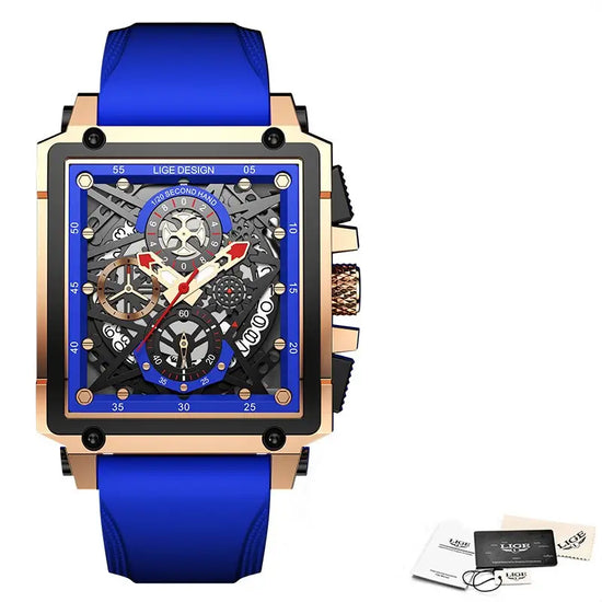 LIGE Men Watch Top Brand Luxury Waterproof Quartz Square Wrist Watches For Men Date Sports Silicone Wristwatch For Men