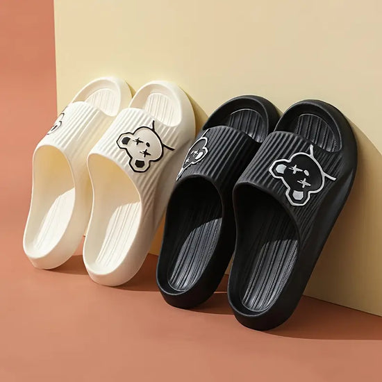 Unisex Cartoon Anime Slides Slippers, Summer Violent Gloomy Bear Lightweight Non Slip House Shoes For Indoor Outdoor Shower Bathroom Pool, Spring And Summer