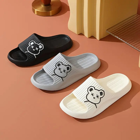 Unisex Cartoon Anime Slides Slippers, Summer Violent Gloomy Bear Lightweight Non Slip House Shoes For Indoor Outdoor Shower Bathroom Pool, Spring And Summer